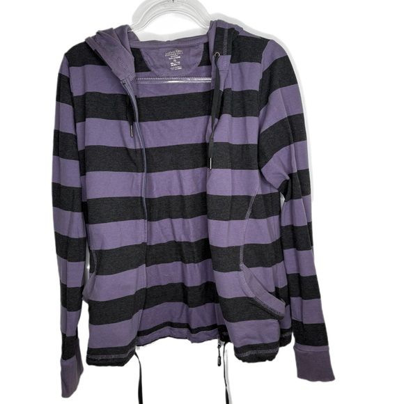Calvin Klein Tops - Calvin Klein Performance Quick Dry Striped Purple and Dark Grey Zip Hoodie XL